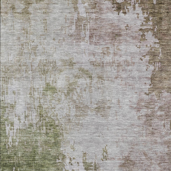 Homeroots 3' Stylish Brown And Green Abstract Washable Area Rug For Indoor And Outdoor Living Spaces 10' X 14' Polyester 605517