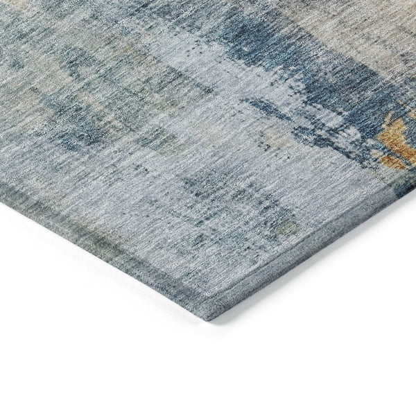 Homeroots 3' Stylish Teal Blue And Copper Abstract Washable Area Rug For Indoor And Outdoor Spaces 5' X 8' Polyester 605519