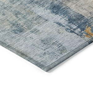 Homeroots 3' Stylish Teal Blue And Copper Abstract Washable Area Rug For Indoor And Outdoor Spaces 9' X 12' Polyester 605522