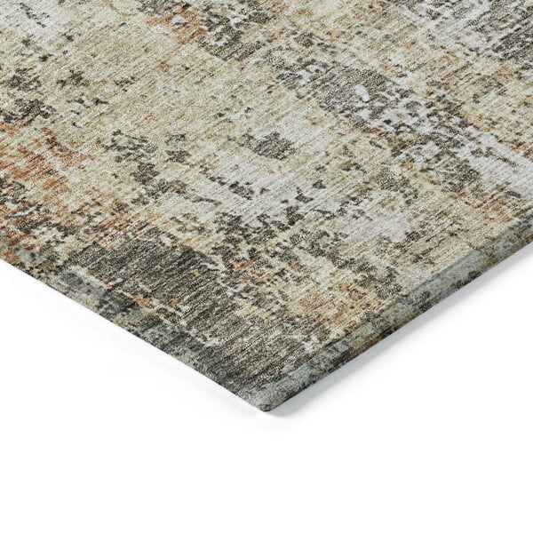 Homeroots 3' Stylish Terra Cotta Beige And Dark Gray Abstract Washable Area Rug For Indoor & Outdoor Use 5' X 8' Polyester 605525