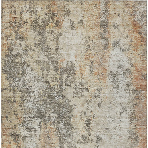 Homeroots 3' Stylish Terra Cotta Beige And Dark Gray Abstract Washable Area Rug For Indoor & Outdoor Use 5' X 8' Polyester 605525