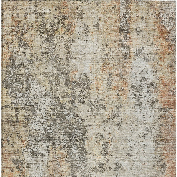 Homeroots 3' Stylish Terra Cotta Beige And Dark Gray Abstract Washable Area Rug For Indoor & Outdoor Use 5' X 8' Polyester 605525