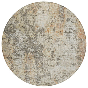 HomeRoots 5' Stylish Terra Cotta Beige and Dark Gray Abstract Area Rug for Indoor & Outdoor Spaces, Washable 8' Round 605526