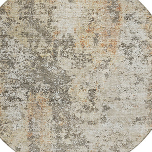 Homeroots 3' Stylish Terra Cotta Beige And Dark Gray Abstract Washable Area Rug For Indoor & Outdoor Use 8' Round Polyester 605526
