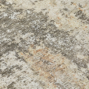 Homeroots 3' Stylish Terra Cotta Beige And Dark Gray Abstract Washable Area Rug For Indoor & Outdoor Use 8' Round Polyester 605526