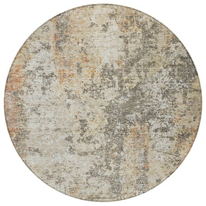 Homeroots 3' Stylish Terra Cotta Beige And Dark Gray Abstract Washable Area Rug For Indoor & Outdoor Use 8' Round Polyester 605526