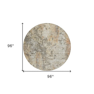 Homeroots 3' Stylish Terra Cotta Beige And Dark Gray Abstract Washable Area Rug For Indoor & Outdoor Use 8' Round Polyester 605526