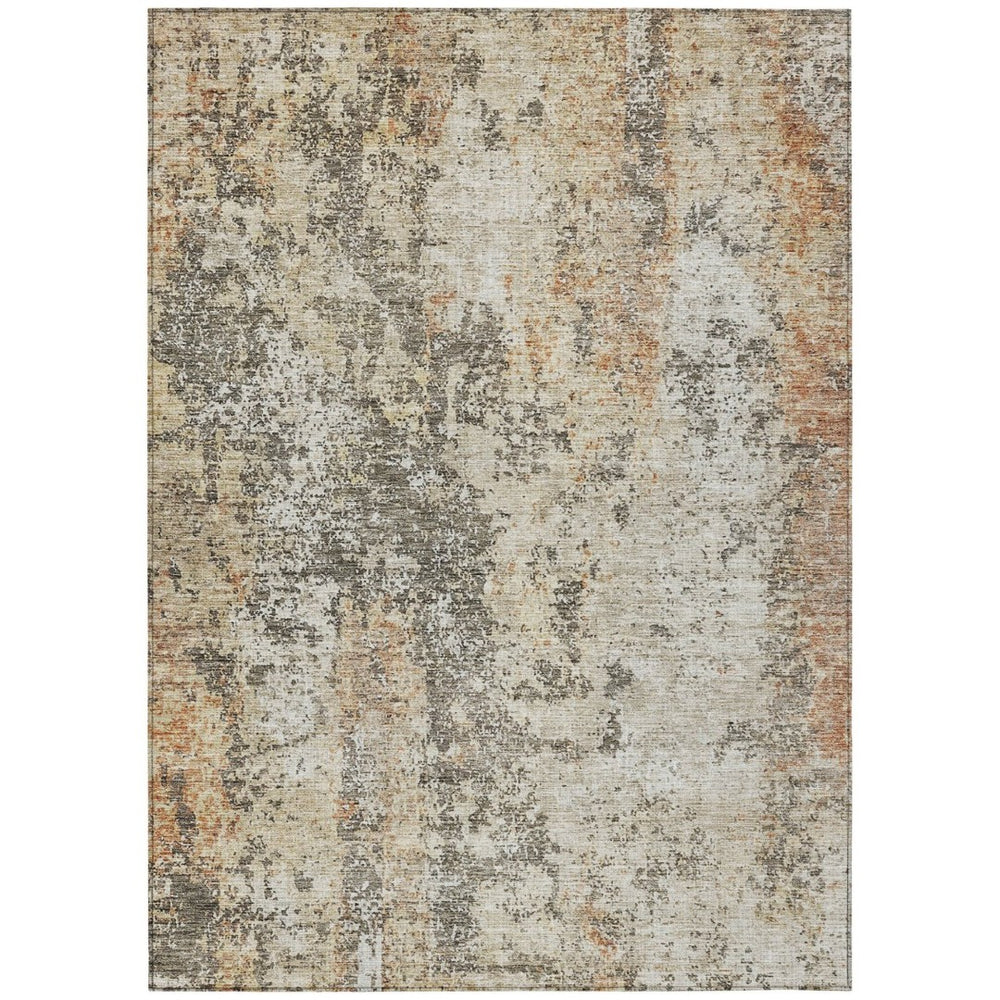 HomeRoots 9' X 12' Stylish Terra Cotta Beige & Dark Gray Abstract Washable Area Rug for Indoor/Outdoor Use 605528