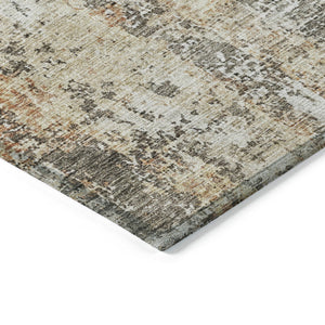 Homeroots 3' Stylish Terra Cotta Beige And Dark Gray Abstract Washable Area Rug For Indoor & Outdoor Use 9' X 12' Polyester 605528