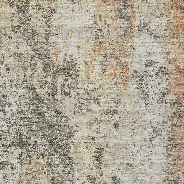 Homeroots 3' Stylish Terra Cotta Beige And Dark Gray Abstract Washable Area Rug For Indoor & Outdoor Use 10' X 14' Polyester 605529