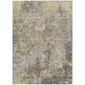 Homeroots 3' Stylish Beige And Brown Abstract Washable Indoor-outdoor Area Rug For Versatile Home Décor 3' X 5' Polyester 605530