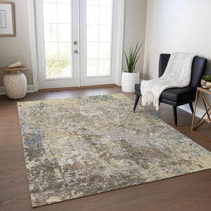 Homeroots 3' Stylish Beige And Brown Abstract Washable Indoor-outdoor Area Rug For Versatile Home Décor 3' X 5' Polyester 605530
