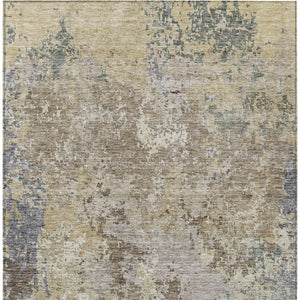 Homeroots 3' Stylish Beige And Brown Abstract Washable Indoor-outdoor Area Rug For Versatile Home Décor 8' X 10' Polyester 605533