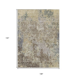 Homeroots 3' Stylish Beige And Brown Abstract Washable Indoor-outdoor Area Rug For Versatile Home Décor 9' X 12' Polyester 605534