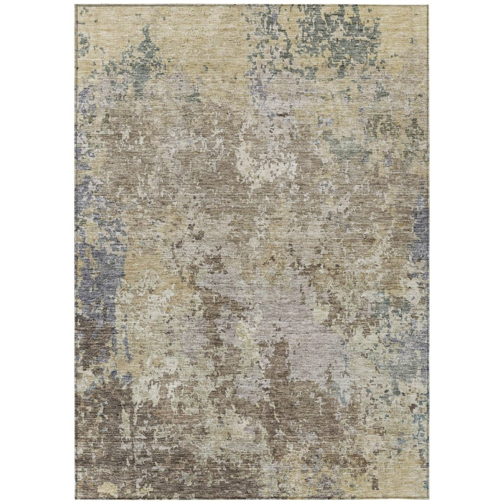 HomeRoots 9' X 12' Beige And Brown Abstract Area Rug – Stylish, Durable, Washable for Indoor & Outdoor Spaces 605534