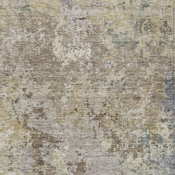 Homeroots 3' Stylish Beige And Brown Abstract Washable Indoor-outdoor Area Rug For Versatile Home Décor 9' X 12' Polyester 605534