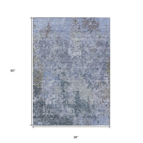 Homeroots 3' Stylish Beige And Brown Abstract Washable Indoor-outdoor Area Rug For Versatile Home Décor 3' X 5' Polyester 605536