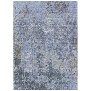 HomeRoots 5' Stylish Blue and Dark Gray Abstract Washable Area Rug for Indoor and Outdoor Spaces, Durable Design 5' X 8' 605537