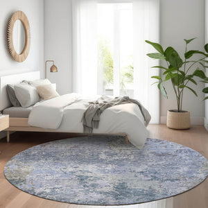 Homeroots 3' Stylish Beige And Brown Abstract Washable Indoor-outdoor Area Rug For Versatile Home Décor 8' Round Polyester 605538