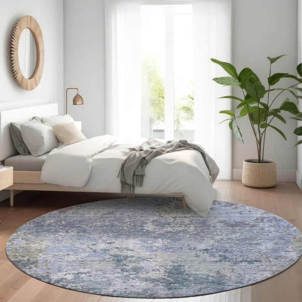 Homeroots 3' Stylish Beige And Brown Abstract Washable Indoor-outdoor Area Rug For Versatile Home Décor 8' Round Polyester 605538