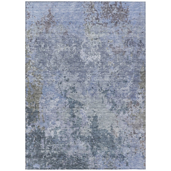 HomeRoots 5' Stylish Blue and Dark Gray Abstract Washable Area Rug for Indoor and Outdoor Spaces, Durable Design 8' X 10' 605539