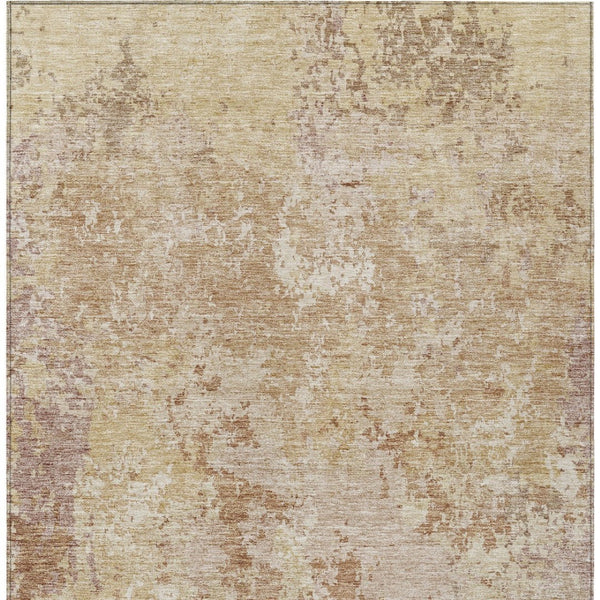 Homeroots 3' Stylish Beige And Brown Abstract Washable Indoor-outdoor Area Rug For Versatile Home Décor 5' X 8' Polyester 605543