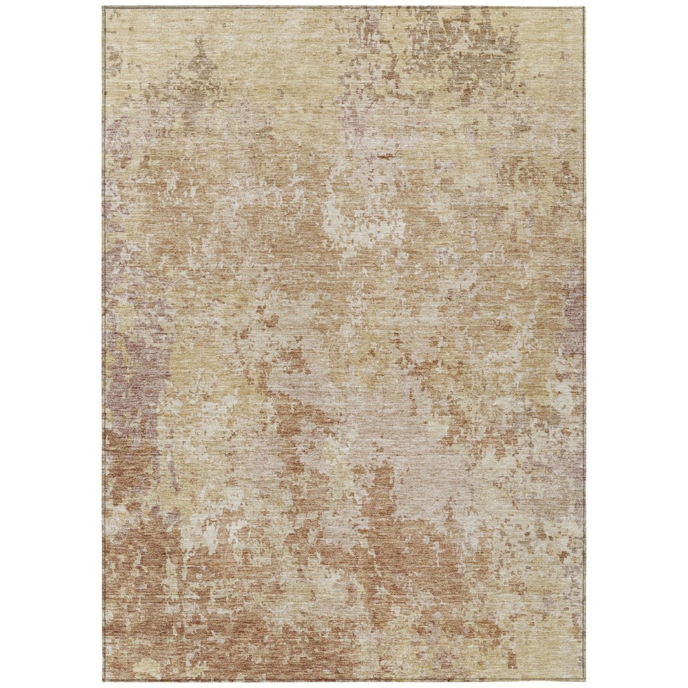 HomeRoots 5' Copper and Beige Abstract Area Rug – Stylish Indoor/Outdoor Durable Design for Modern Spaces 5' X 8' 605543