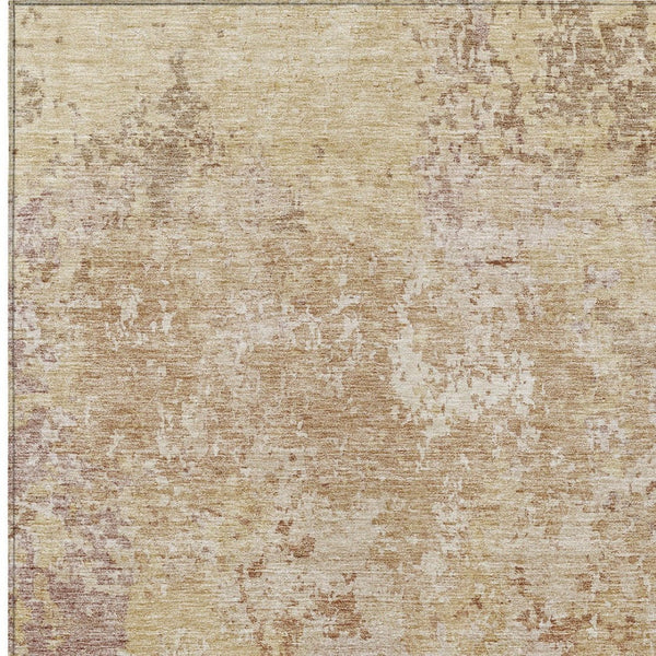 Homeroots 3' Stylish Beige And Brown Abstract Washable Indoor-outdoor Area Rug For Versatile Home Décor 5' X 8' Polyester 605543