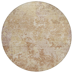 HomeRoots 5' Copper and Beige Abstract Area Rug – Stylish Indoor/Outdoor Durable Design for Modern Spaces 8' Round 605544