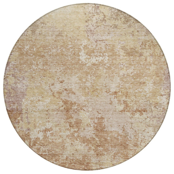 HomeRoots 5' Copper and Beige Abstract Area Rug – Stylish Indoor/Outdoor Durable Design for Modern Spaces 8' Round 605544