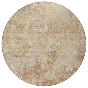 Homeroots 3' Stylish Beige And Brown Abstract Washable Indoor-outdoor Area Rug For Versatile Home Décor 8' Round Polyester 605544