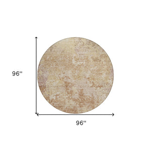 Homeroots 3' Stylish Beige And Brown Abstract Washable Indoor-outdoor Area Rug For Versatile Home Décor 8' Round Polyester 605544