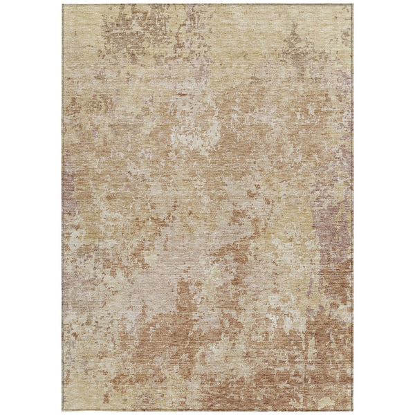 Homeroots 3' Stylish Beige And Brown Abstract Washable Indoor-outdoor Area Rug For Versatile Home Décor 9' X 12' Polyester 605546