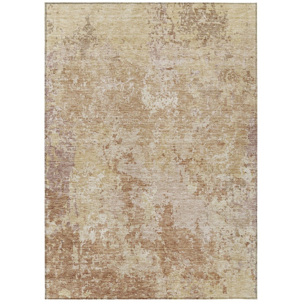 HomeRoots 5' Copper and Beige Abstract Area Rug – Stylish Indoor/Outdoor Durable Design for Modern Spaces 10' X 14' 605547