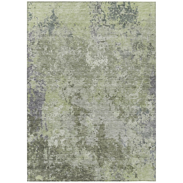 HomeRoots 5' Green and Gray Abstract Area Rug - Stylish, Washable, Weather-Resistant for Indoor and Outdoor Use 5' X 8' 605549