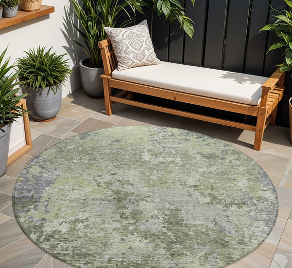 Homeroots 3' Stylish Beige And Brown Abstract Washable Indoor-outdoor Area Rug For Versatile Home Décor 8' Round Polyester 605550