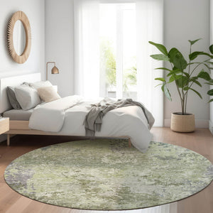 Homeroots 3' Stylish Beige And Brown Abstract Washable Indoor-outdoor Area Rug For Versatile Home Décor 8' Round Polyester 605550