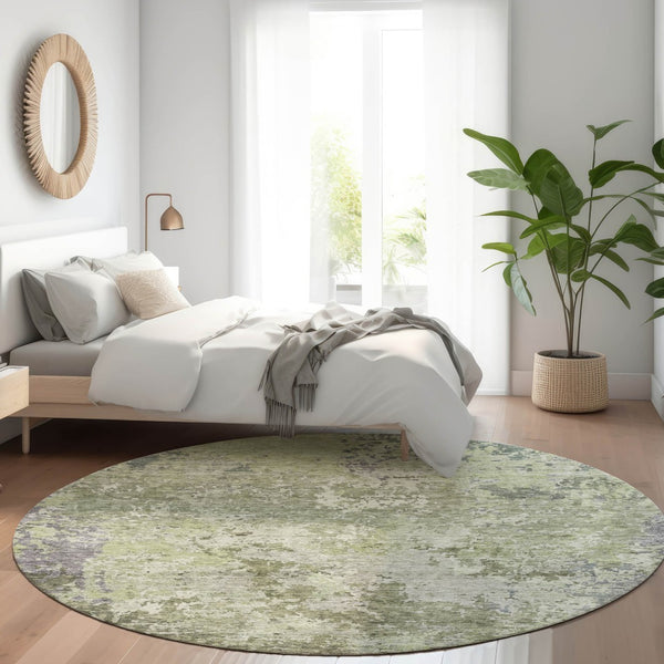 Homeroots 3' Stylish Beige And Brown Abstract Washable Indoor-outdoor Area Rug For Versatile Home Décor 8' Round Polyester 605550