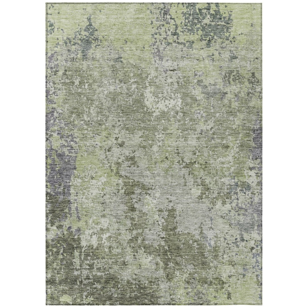 HomeRoots 9' X 12' Green and Gray Abstract Rug – Washable, Durable Indoor/Outdoor Design for All Spaces 605552