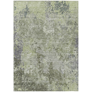 HomeRoots 5' Green and Gray Abstract Area Rug - Stylish, Washable, Weather-Resistant for Indoor and Outdoor Use 10' X 14' 605553