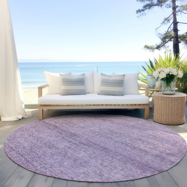 Homeroots 3' Transform Your Space With A Stunning Lavender And Purple Abstract Washable Area Rug For All Use 8' Round Polyester 605556