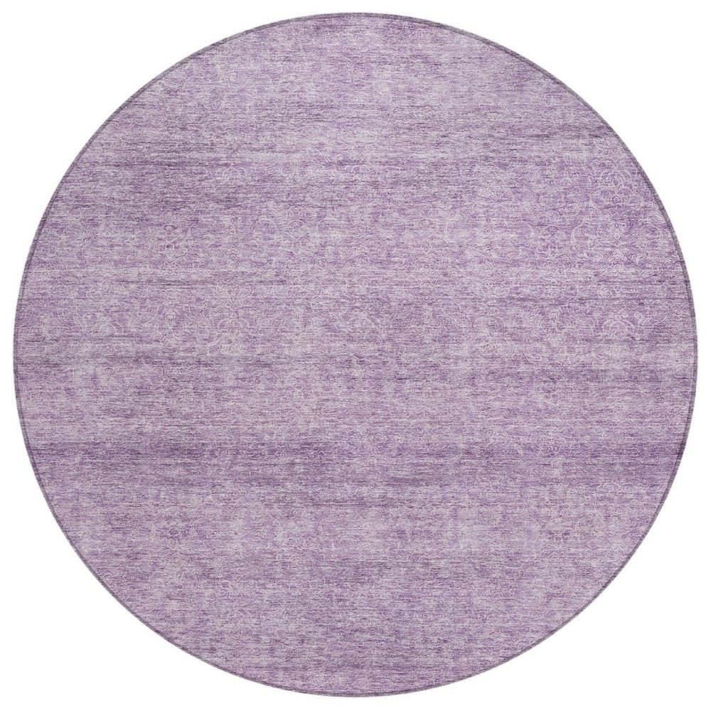 HomeRoots 5' Modern Abstract Lavender and Purple Washable Area Rug for Indoor and Outdoor Spaces 8' Round 605556