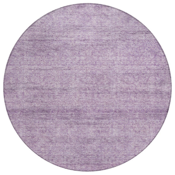 HomeRoots 5' Modern Abstract Lavender and Purple Washable Area Rug for Indoor and Outdoor Spaces 8' Round 605556