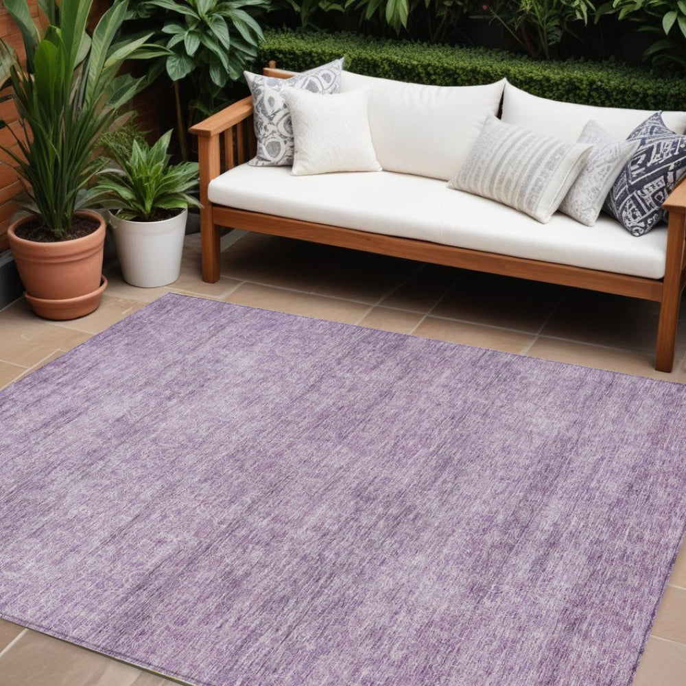 HomeRoots 9' X 12' Colorful Lavender & Purple Abstract Indoor/Outdoor Area Rug - Machine Washable & Durable 605558
