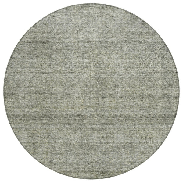 HomeRoots 5' Sage and Ivory Abstract Area Rug - Stylish, Durable, and Washable for Indoor and Outdoor Use 8' Round 605562