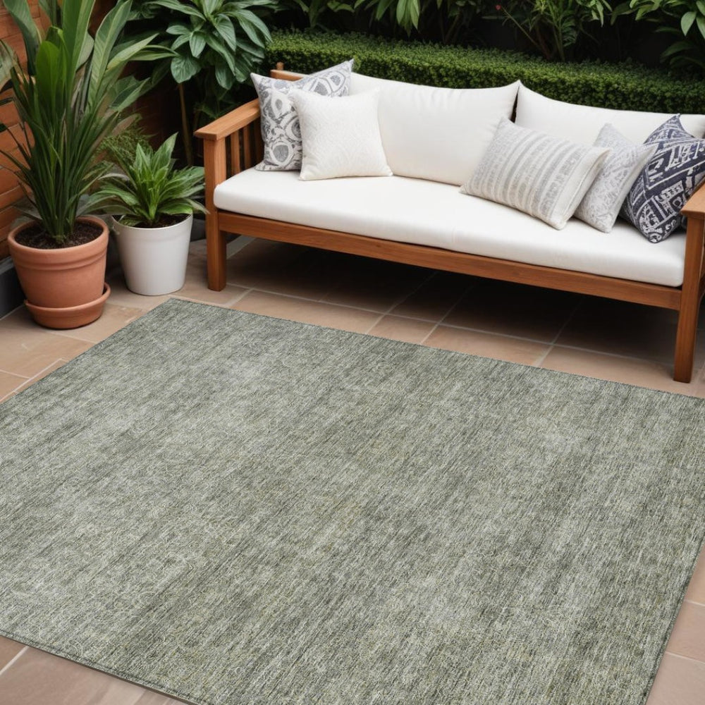 HomeRoots 9' X 12' Sage and Ivory Abstract Area Rug – Stylish, Washable, and Outdoor-Ready for Modern Spaces 605564