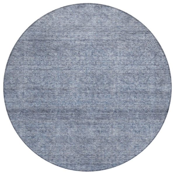 HomeRoots 5' Sky Blue and Ivory Abstract Area Rug - Stylish, Durable, Washable Design for Indoor & Outdoor Use 8' Round 605574