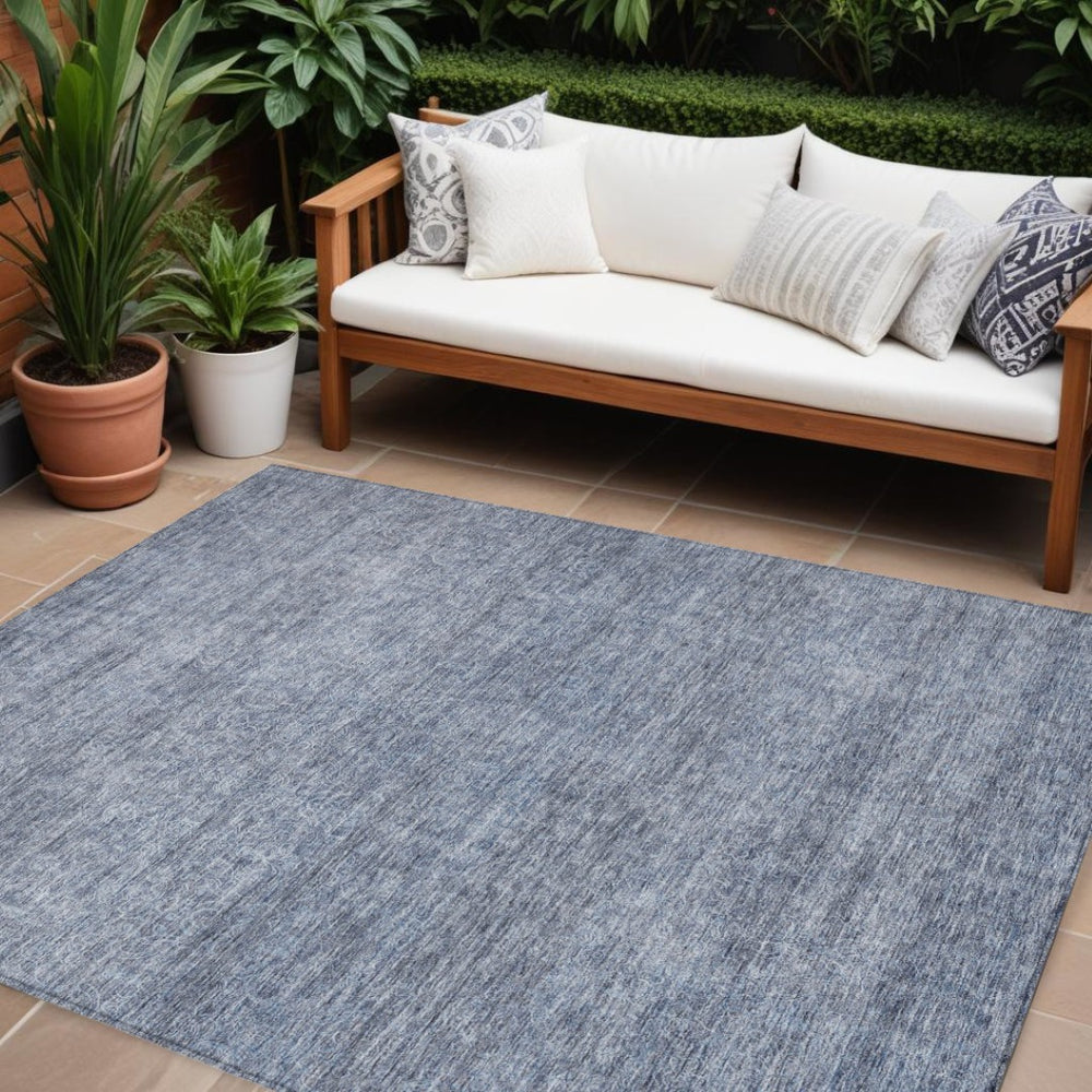 HomeRoots 5' Sky Blue and Ivory Abstract Area Rug - Stylish, Durable, Washable Design for Indoor & Outdoor Use 8' X 10' 605575