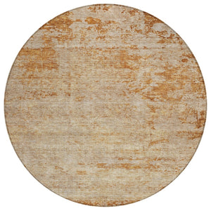 HomeRoots 5' Copper and Terra Cotta Abstract Area Rug – Stylish, Washable Design for Indoor and Outdoor Use 8' Round 605580
