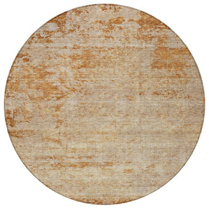 Homeroots 3' Copper And Terra Cotta Abstract Washable Area Rug For Stylish Indoor And Outdoor Spaces 8' Round Polyester 605580